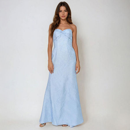 Rene by Rene Ruiz Collection Womens Sleeveless Embroidered Evening Gown, 14, Blue