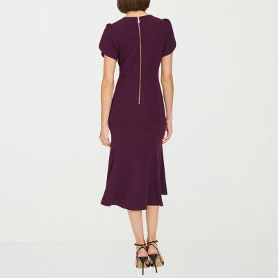 Marc New York Womens Short Sleeve Midi Fit + Flare Dress