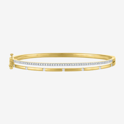 Diamond Addiction (G-H, Si2-I1) Womens 1/2 CT. T.W. White Diamond 14K Gold Over Silver Sterling Silver Bangle Bracelet