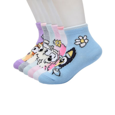 Toddler Girls 6 Pair Bluey Quarter Ankle Socks