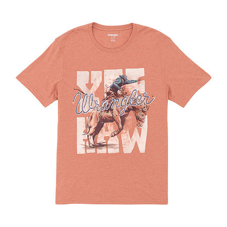 Wrangler Mens Crew Neck Short Sleeve Regular Fit Graphic T-Shirt, Medium, Brown
