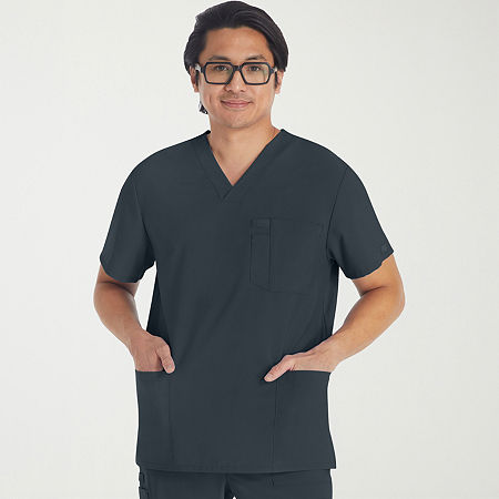 Dickies Mens V Neck Short Sleeve Scrub Top, X-small, Gray