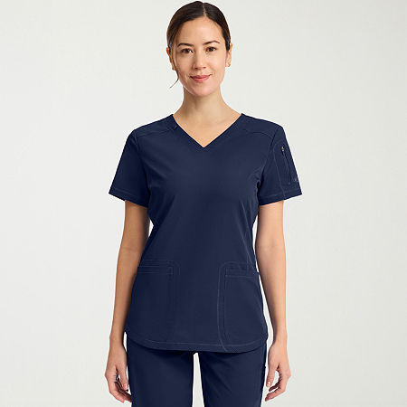 Dickies Womens V Neck Short Sleeve Scrub Top, Small, Blue