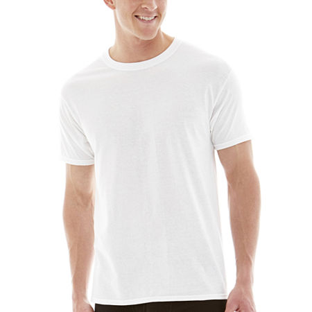 Hanes Cotton Fresh IQ Mens 4 +1 Bonus Pack Crew Neck T-Shirt, Small, White