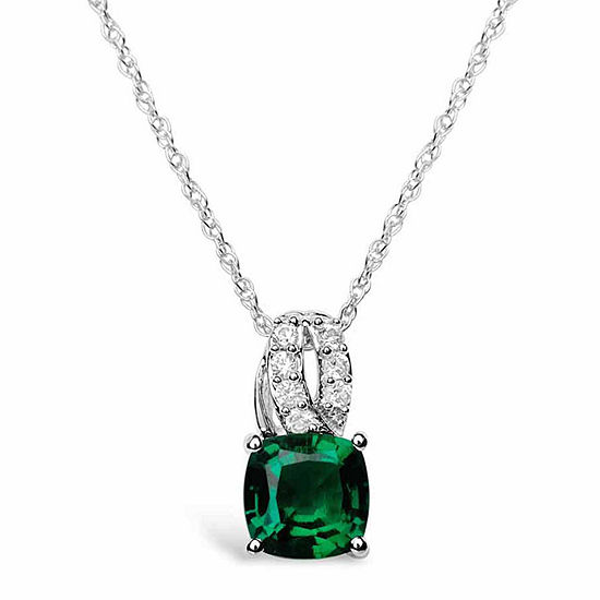 Womens Lab-Created Emerald & Lab-Created White Sapphire Sterling Silver ...