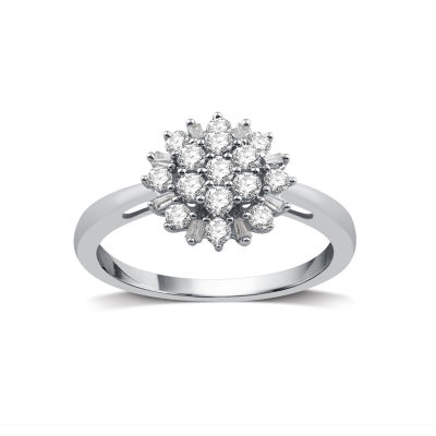Diamond Blossom Womens 1/2 CT. T.W. Natural White Diamond 10K Gold Cocktail Ring