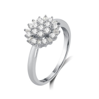 Diamond Blossom Womens 1/2 CT. T.W. Natural White 10K Gold Cocktail Ring