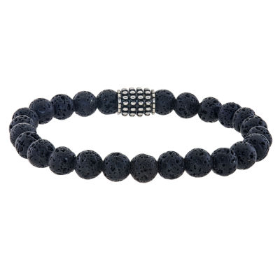 Mens Genuine Black Stainless Steel Beaded Bracelet