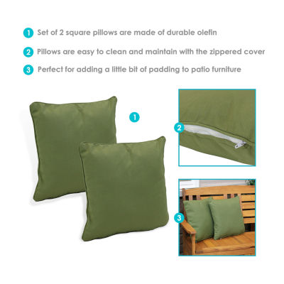 Net Health Shops Dark Green Throw 2-pc. Square Outdoor Pillow