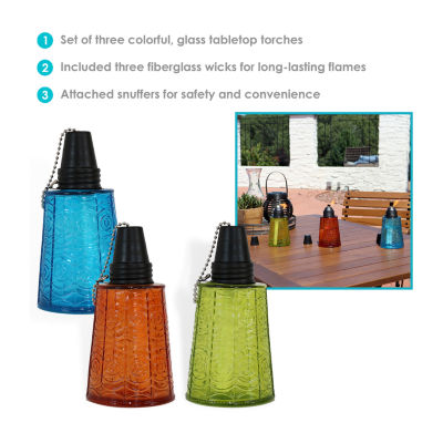 Net Health Shops Colored Glass Tabletop Set Of 3 Torch