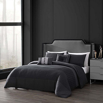 Bebejan Asti Black 100% Cotton 5-Piece Reversible Comforter Set, King