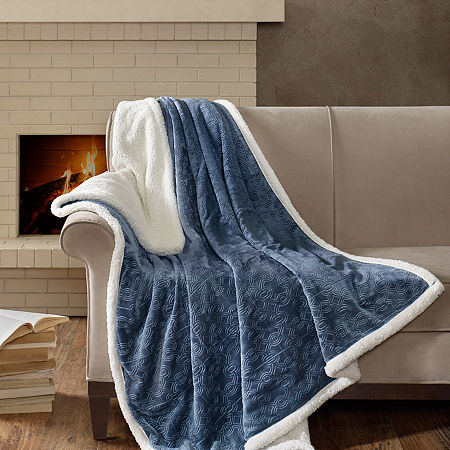 Madison Park Celia Lightweight Throw, One Size, Blue