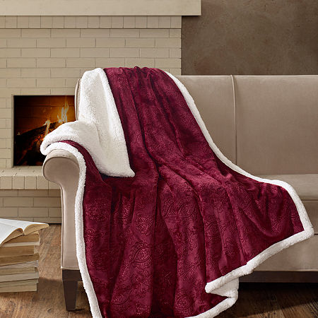 Madison Park Celia Lightweight Throw, One Size, Red