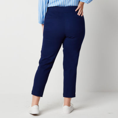 St. John's Bay-Plus Womens Mid Rise Ankle Pull-On Pants