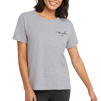 Hanes Smile Script Womens Crew Neck Short Sleeve T-Shirt