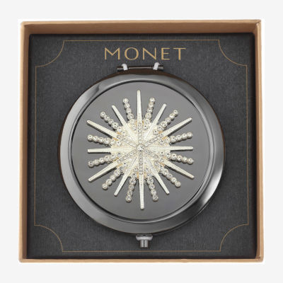 Monet Jewelry Starburst Silver Tone Mirrored Compact Mirror