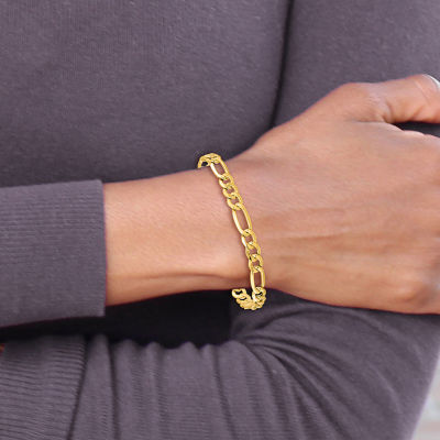 14K Gold Inch Semisolid Figaro Chain Bracelet