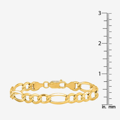 14K Gold Inch Semisolid Figaro Chain Bracelet