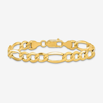 14K Gold Inch Semisolid Figaro Chain Bracelet