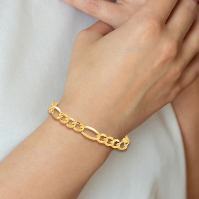 14K Gold Inch Semisolid Figaro Chain Bracelet