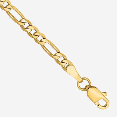 10K Gold Inch Solid Figaro Chain Bracelet