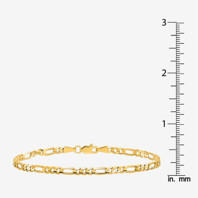 10K Gold Inch Solid Figaro Chain Bracelet