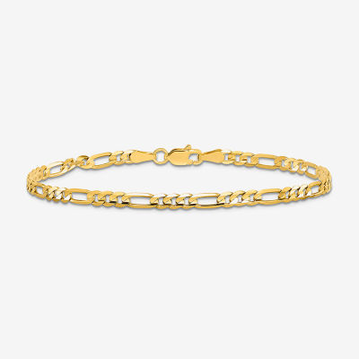 10K Gold Inch Solid Figaro Chain Bracelet