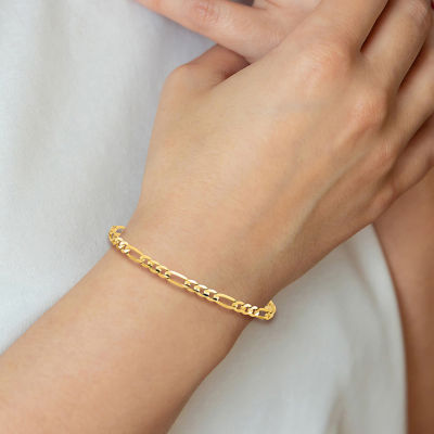 10K Gold Inch Solid Figaro Chain Bracelet