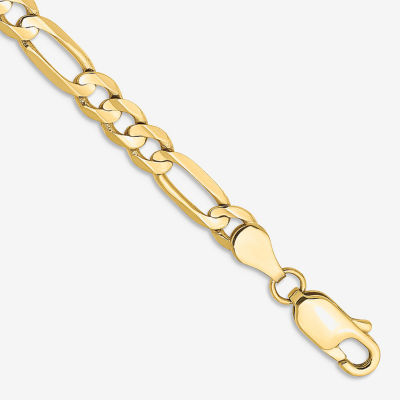 10K Gold Inch Solid Figaro Chain Bracelet