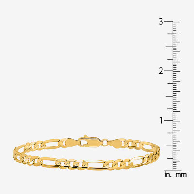 10K Gold Inch Solid Figaro Chain Bracelet