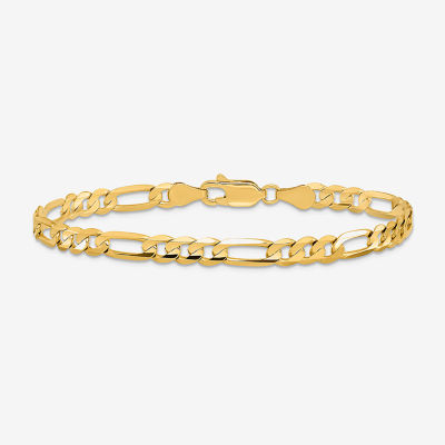 10K Gold Inch Solid Figaro Chain Bracelet