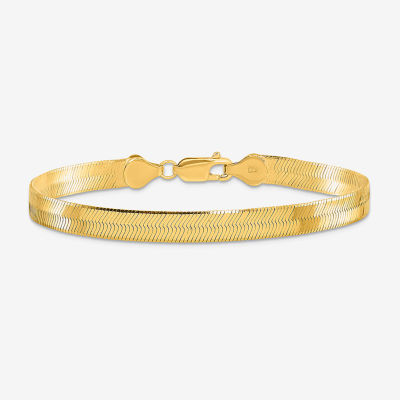 Inch Solid 10K Gold Herringbone Chain Bracelet