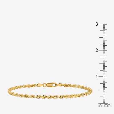 10K Gold Inch Solid Rope Chain Bracelet