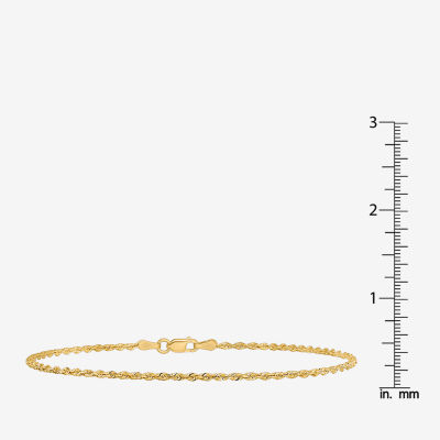 10K Gold Inch Solid Rope Chain Bracelet