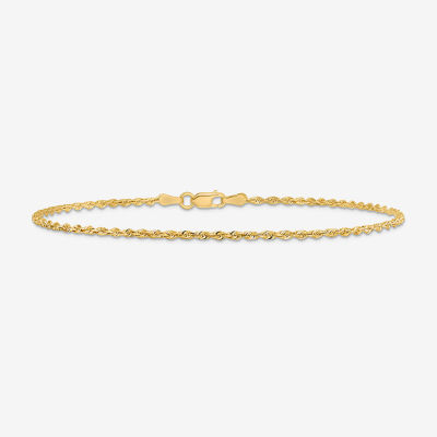 10K Gold Inch Solid Rope Chain Bracelet