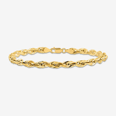 14K Gold Inch Semisolid Rope Chain Bracelet