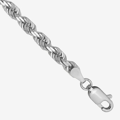 14K White Gold 7 Inch Solid Rope Chain Bracelet