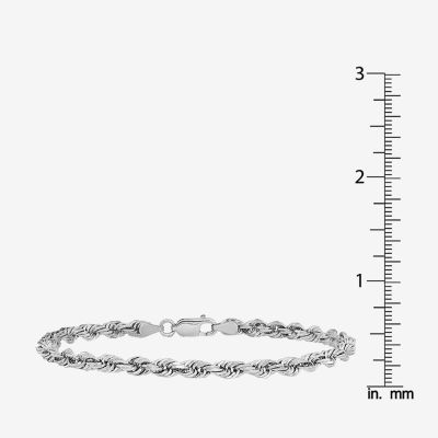 14K White Gold 7 Inch Solid Rope Chain Bracelet