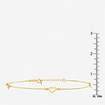 14K Gold 9 Inch Solid Heart Ankle Bracelet
