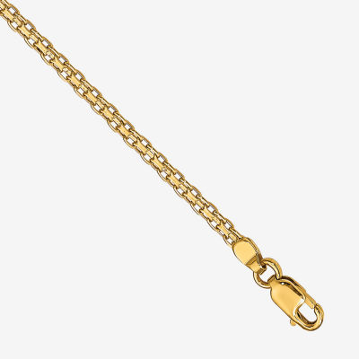 14K Gold 10 Inch Solid Link Ankle Bracelet