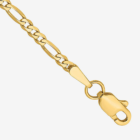 14K Gold 7 Inch Solid Figaro Chain Bracelet, One Size