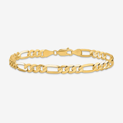10K Gold Inch Solid Figaro Chain Bracelet