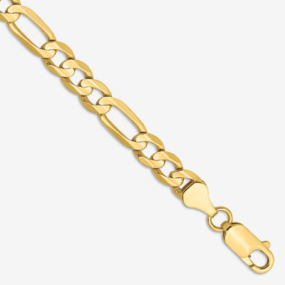 10K Gold 7 Inch Solid Figaro Chain Bracelet