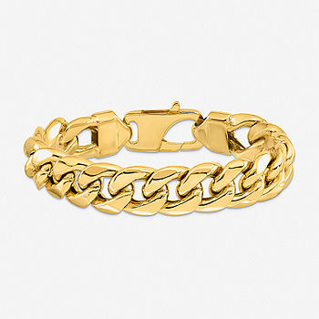 Men's Cuban Curb Chain Bracelet 2 ct tw Diamonds 10K Yellow Gold