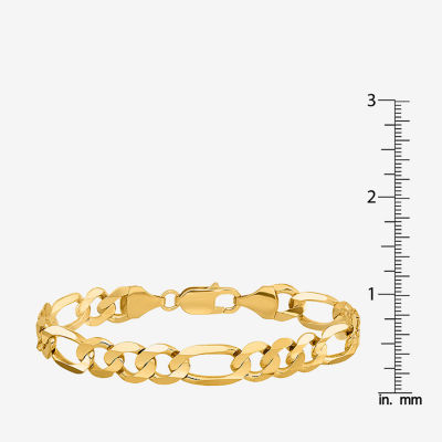 14K Gold Inch Solid Figaro Chain Bracelet