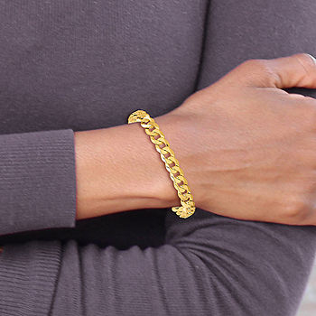 14K Yellow Gold Heart Link Bracelet Women 7 Inch 