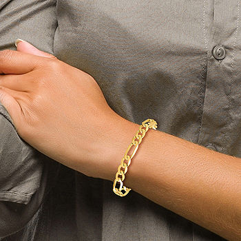 14K Gold 7 inch Solid Figaro Chain Bracelet | One Size | Bracelets Chain Bracelets