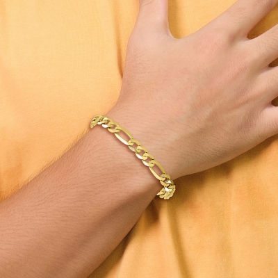 14K Gold Inch Solid Figaro Chain Bracelet