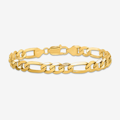 14K Gold Inch Solid Figaro Chain Bracelet