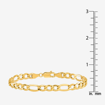 10K Gold Inch Semisolid Figaro Chain Bracelet